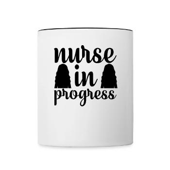 Infirmière au travail - Mug contrasté - blanc/noir - Devant