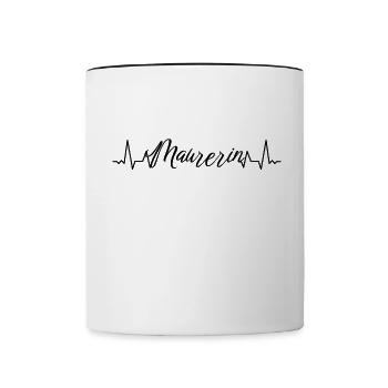 Maurer Herzschlag Handwerker Maurerin - Tasse zweifarbig - Weiß/Schwarz - Vorne