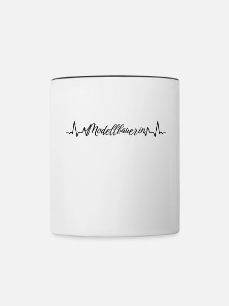 Technischer Herzschlag Modellbauerin - Tasse zweifarbig - Weiß/Schwarz