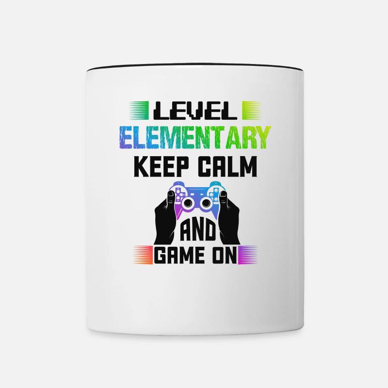 Level ELEMENTARY keep calm and game on - Contrasting Mug - white/black