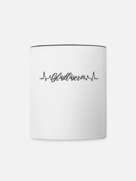 Glaserei Herzschlag Glasbläserin - Tasse zweifarbig - Weiß/Schwarz