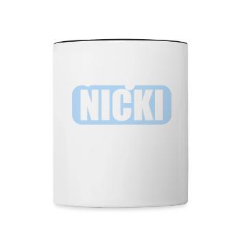 DDR Ostdeutschland Osten Ossi Ausgeh Nicki - Tasse zweifarbig - Weiß/Schwarz - Vorne