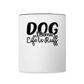 Dog mom Life is shaggy - Contrasting Mug - white/black - Front