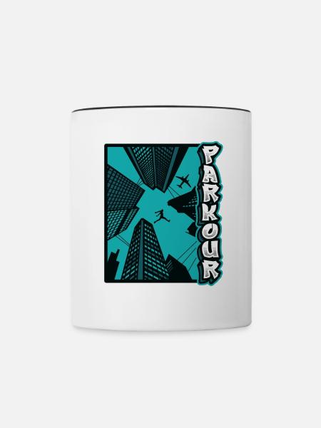 Freelaufender Parkour - Tasse zweifarbig - Weiß/Schwarz