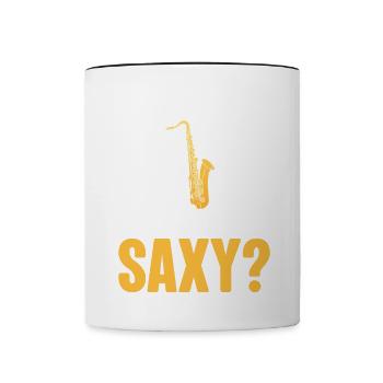Saxophonspieler Saxophon Evolution Hören Sie Jazz - Tasse zweifarbig - Weiß/Schwarz - Vorne