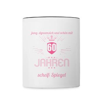 60 Jahre Jung Schön Dynamisch 60 Geburtstag - Tasse zweifarbig - Weiß/Schwarz - Vorne
