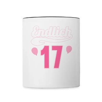 Endlich 17 aber Eltern leben bei mir 17 Geburtstag - Tasse zweifarbig - Weiß/Schwarz - Vorne