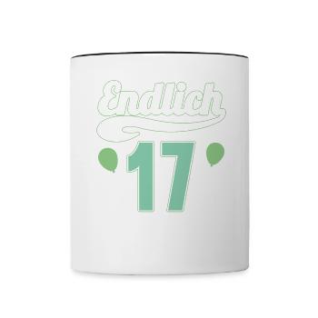 Endlich 17 aber Eltern leben bei mir 17 Geburtstag - Tasse zweifarbig - Weiß/Schwarz - Vorne