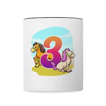 3rd Birthday Riding Horse Theme Three Party - Contrasting Mug - white/black - Front