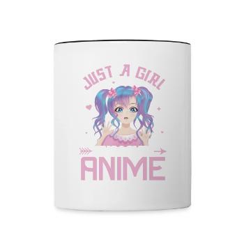 Just a girl who loves Anime! Japan Comic Cartoon - Contrasting Mug - white/black - Front