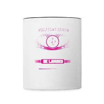 When God created me 20 years ago, Lustiger created 20. - Contrasting Mug - white/black - Front