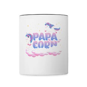 Papa Corn | Unicorn Birthday | Unicorn Theme | - Contrasting Mug - white/black - Front