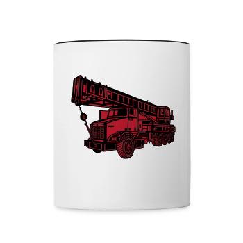 Abriss Experte mit Bagger und Kran auf der - Tasse zweifarbig - Weiß/Schwarz - Vorne