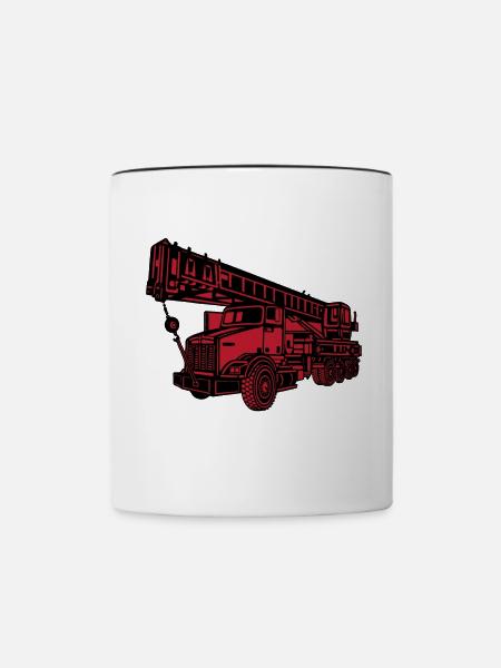 Abriss Experte mit Bagger und Kran auf der - Tasse zweifarbig - Weiß/Schwarz