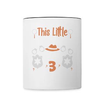 This little detective is now 3 years old, 3 years old - Contrasting Mug - white/black - Front