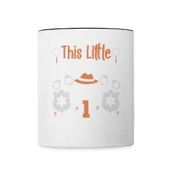 This little detective is now 1, 1st birthday - Contrasting Mug - white/black - Front
