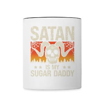 Satan Is My Sugar Daddy Spooky Halloween Vacation - Contrasting Mug - white/black - Front