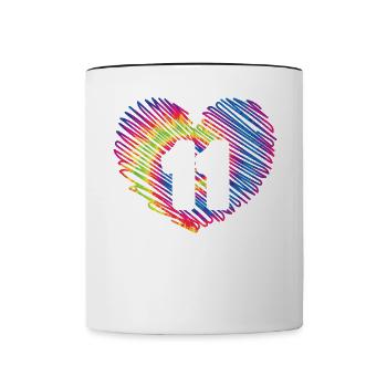 11. Geburtstag Herz Tie Dye | Tie Dye Themed - Tasse zweifarbig - Weiß/Schwarz - Vorne