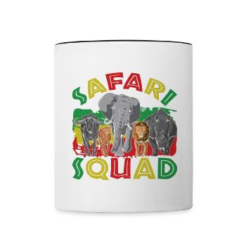 Safari Lifestyle Löwenbande Tier Wildtier Leben - Tasse zweifarbig - Weiß/Schwarz - Vorne