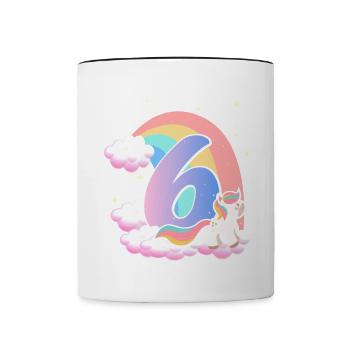 6 Unicorn Rainbow Clouds Little Pony 6. - Contrasting Mug - white/black - Front