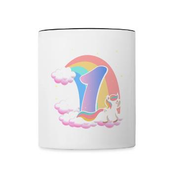 1 Unicorn Rainbow Clouds Little Pony 1. - Contrasting Mug - white/black - Front