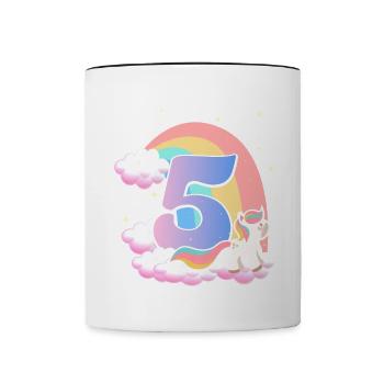 5 Unicorn Rainbow Clouds Little Pony 5. - Contrasting Mug - white/black - Front