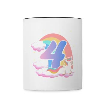 4 Unicorn Rainbow Clouds Little Pony 4. - Contrasting Mug - white/black - Front