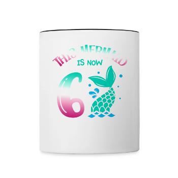 Cette sirène a maintenant 6 ans, conte de fées 6. - Mug contrasté - blanc/noir - Devant