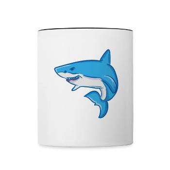 Guess what week it is hammerhead shark - Contrasting Mug - white/black - Front