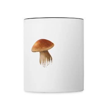 Outfit für Pilzsammler mit Bergen Steinpilz Pilz - Tasse zweifarbig - Weiß/Schwarz - Vorne