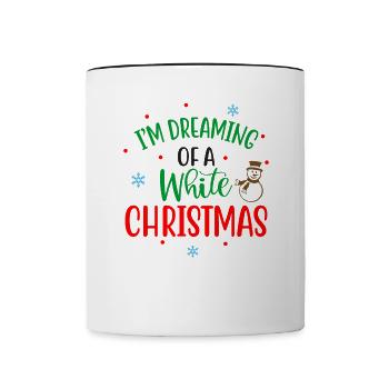 Ich träume von weißen Weihnachten Ugly Christmas - Tasse zweifarbig - Weiß/Schwarz - Vorne