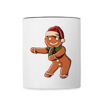Lebkuchen Weihnachtsmütze Floss Tanz Weihnachten - Tasse zweifarbig - Weiß/Schwarz - Vorne