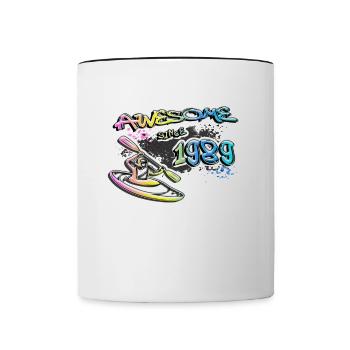 Génial depuis 1989. Kayak, kayakiste. Graffiti - Mug contrasté - blanc/noir - Devant