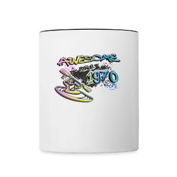 Génial depuis 1970. Kayakiste, kayakiste. Graffiti - Mug contrasté - blanc/noir - Devant