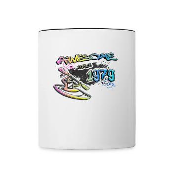 Génial depuis 1979. Kayakiste, kayakiste. Graffiti - Mug contrasté - blanc/noir - Devant
