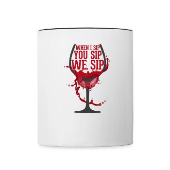 Boire du vin - Mug contrasté - blanc/noir - Devant