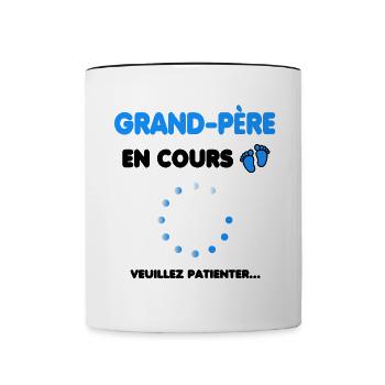 grand-père en cours cadeau naissance - Mug contrasté - blanc/noir - Devant