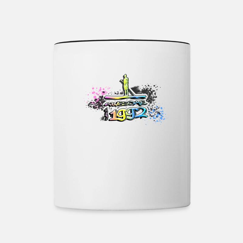 Awesome since 1992, SUP, Paddleboard, Graffiti, - Tasse zweifarbig - Weiß/Schwarz