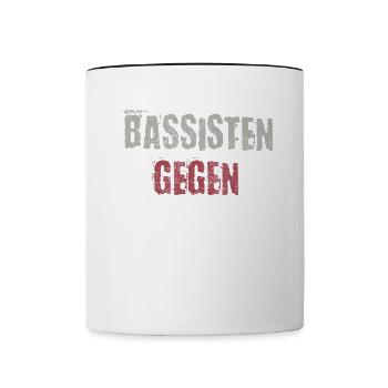 Bassisten gegen Rassisten Bassspieler gegen Rechts - Tasse zweifarbig - Weiß/Schwarz - Vorne