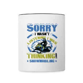 Nachdenken Über Snowmobiling Snowmobile - Tasse zweifarbig - Weiß/Schwarz - Vorne