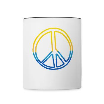 Stand with Ukraine Peace No War - Tasse zweifarbig - Weiß/Schwarz - Vorne