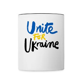 Stand with Ukraine Peace No War - Tasse zweifarbig - Weiß/Schwarz - Vorne