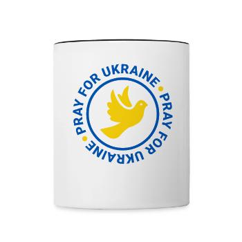Stand with Ukraine Peace No War - Tasse zweifarbig - Weiß/Schwarz - Vorne