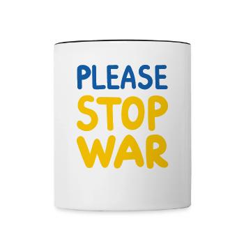 Stand with Ukraine Peace No War - Tasse zweifarbig - Weiß/Schwarz - Vorne