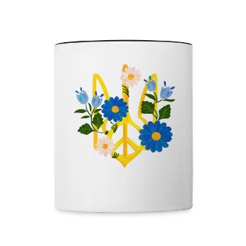 Stand with Ukraine Peace No War - Tasse zweifarbig - Weiß/Schwarz - Vorne