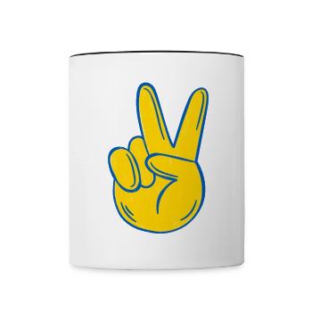 Stand with Ukraine Peace No War - Tasse zweifarbig - Weiß/Schwarz - Vorne
