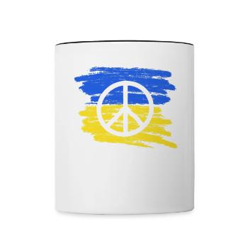 Stand with Ukraine Peace No War - Tasse zweifarbig - Weiß/Schwarz - Vorne