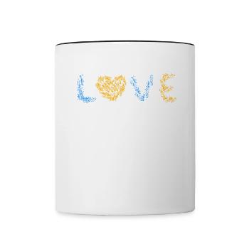 Stand with Ukraine Peace No War - Tasse zweifarbig - Weiß/Schwarz - Vorne