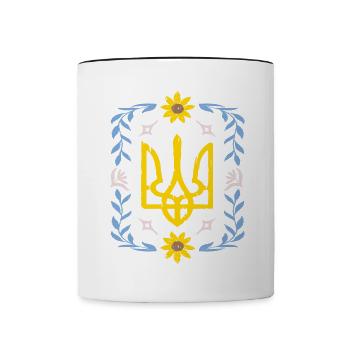 Stand with Ukraine Peace No War - Tasse zweifarbig - Weiß/Schwarz - Vorne