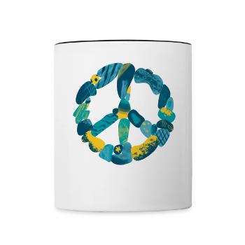 Soutenez l’Ukraine, la paix et non la guerre - Mug contrasté - blanc/noir - Devant